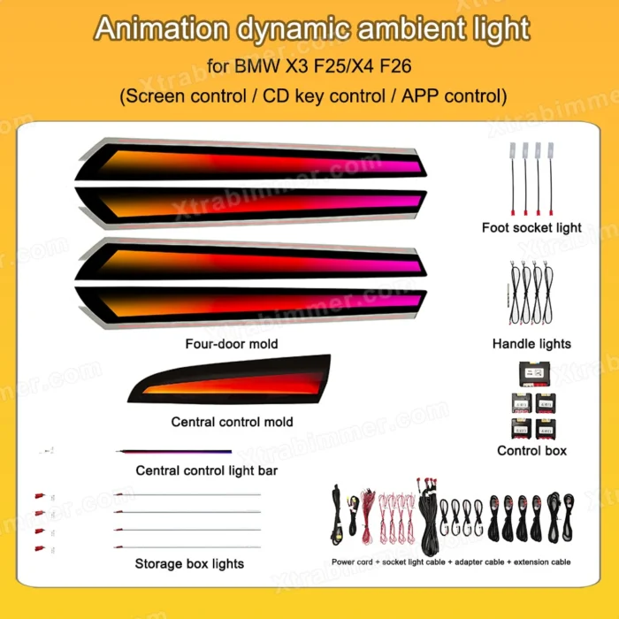 Galaxy Dynamic Ambient Light for BMW X3 F25 & X4 F26 – OEM Style Interior Lighting Upgrade