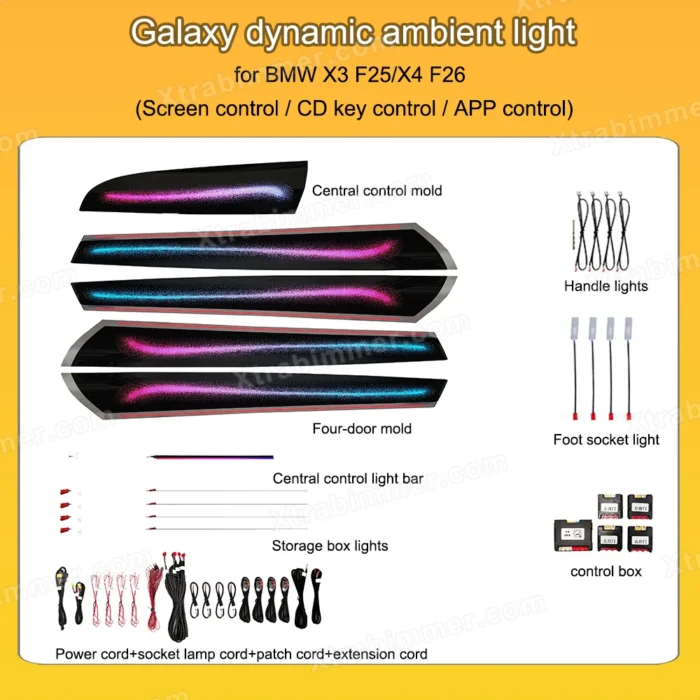 Galaxy Dynamic Ambient Light for BMW X3 F25 & X4 F26 – OEM Style Interior Lighting Upgrade