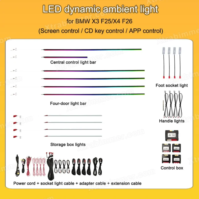 Galaxy Dynamic Ambient Light for BMW X3 F25 & X4 F26 – OEM Style Interior Lighting Upgrade