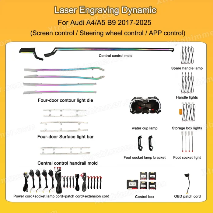 Audi A4 A5 S5 B9 OEM Design LED Ambient light,Laser Engraving Style - Image 5