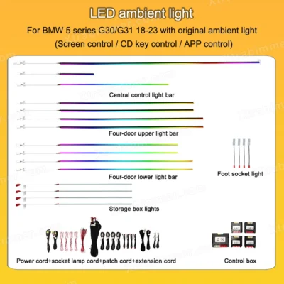BMW 5 Series G30 G31 OEM Design Ambient Light , G30 Interior Lighting Upgrade