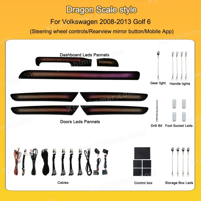 VW Golf 6 Original 1:1 OEM Design Ambient Light Mold Dashboard Door Decoration Atmosphere Lamp - Image 5