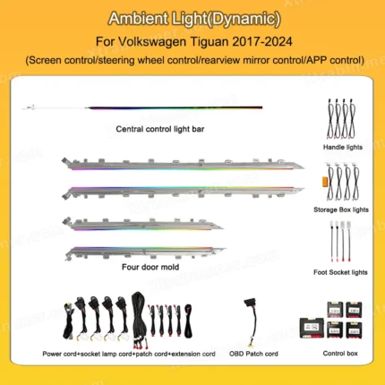 Volkswagen Tiguan 2017-2024 Interior Mood Lighting Kit Factory Menu Sync