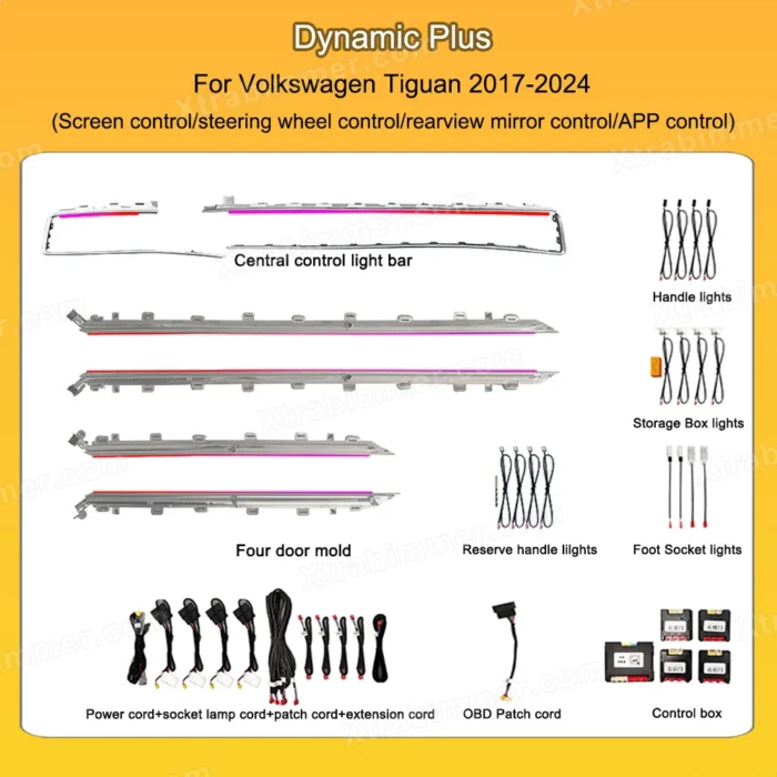 Volkswagen Tiguan 2017-2024 Interior Mood Lighting Kit Factory Menu Sync