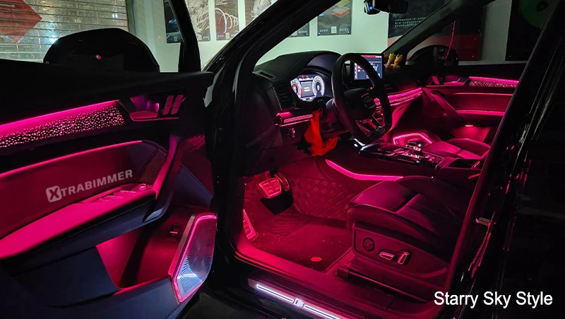 Ambient Light Kit with Grain Ash Wood Carbon Fiber Style Trim Panel for Audi Q5