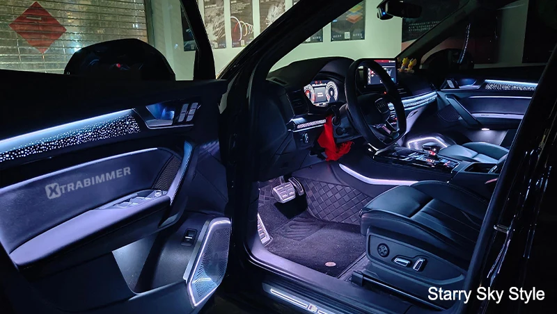 Ambient Light Kit with Grain Ash Wood Carbon Fiber Style Trim Panel for Audi Q5