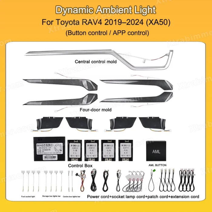 Toyota RAV4 2019–2024 (XA50) Dynamic Interior Ambient Light Upgrade Retrofit kits