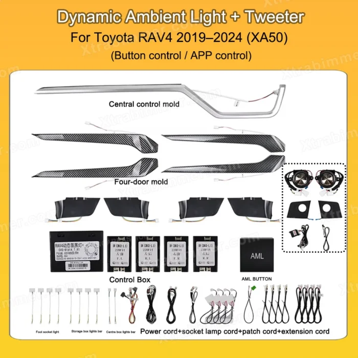 Toyota RAV4 2019–2024 (XA50) Dynamic Interior Ambient Light Upgrade Retrofit kits