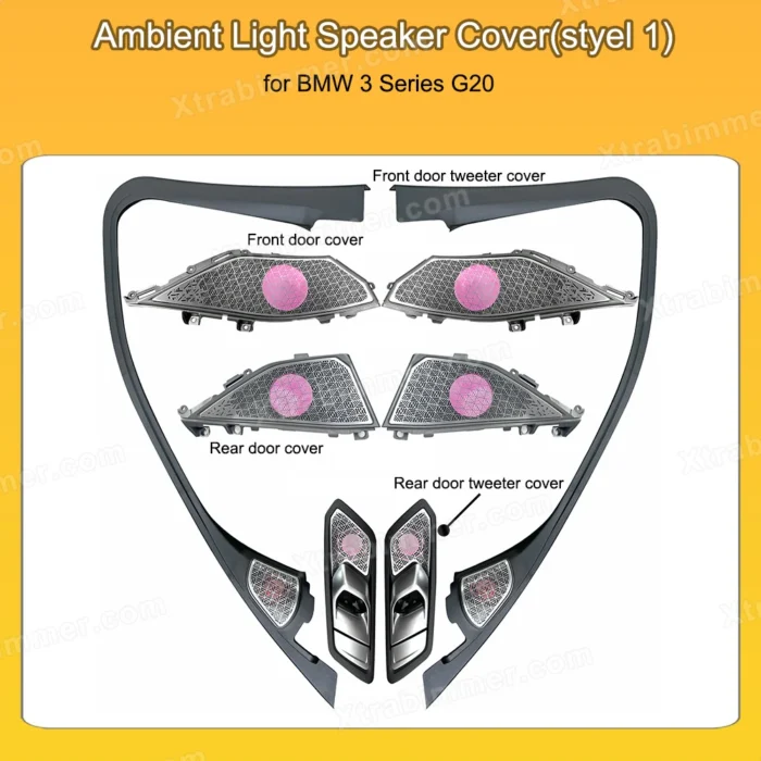 Luminous Speaker Cover Set for BMW 3 Series G20 Ambient Light Door Tweeter Hood Trim