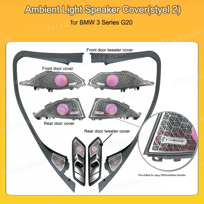 Luminous Speaker Cover Set for BMW 3 Series G20 Ambient Light Door Tweeter Hood Trim