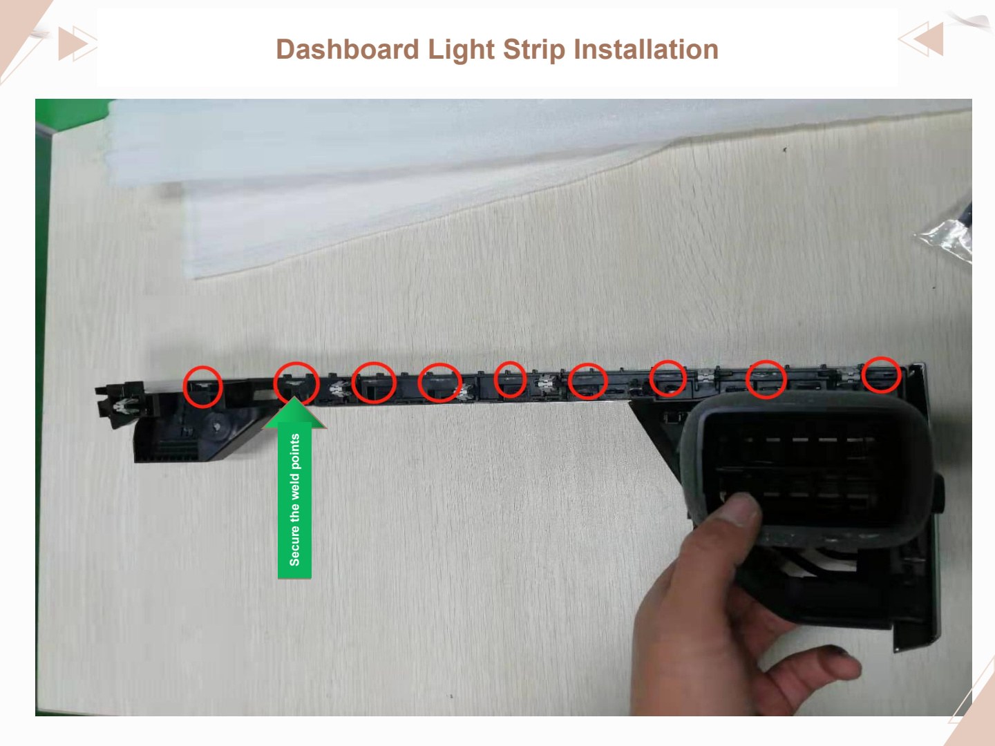 BMW X3 X4 installation manual page 12: Dashboard Light Strip Installation