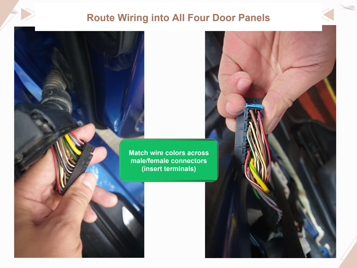 BMW X3 X4 installation manual page 11: Route Wiring into All Four Door Panels