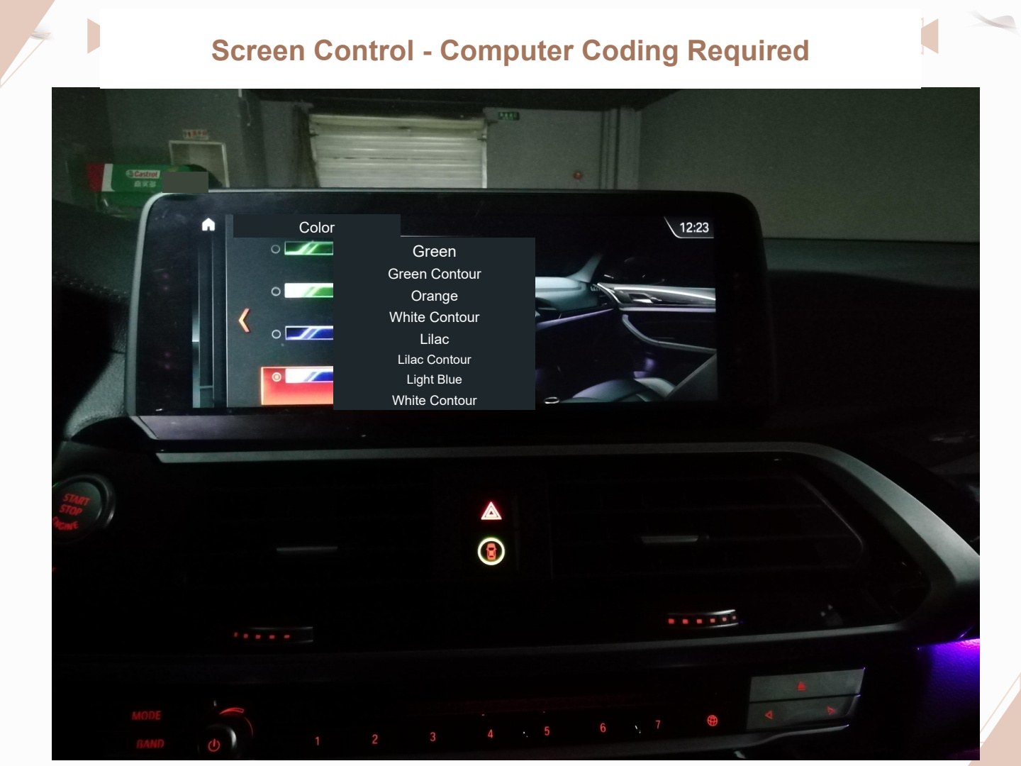 BMW X3 X4 installation manual page 19: Screen Color Selection Requires Computer Coding