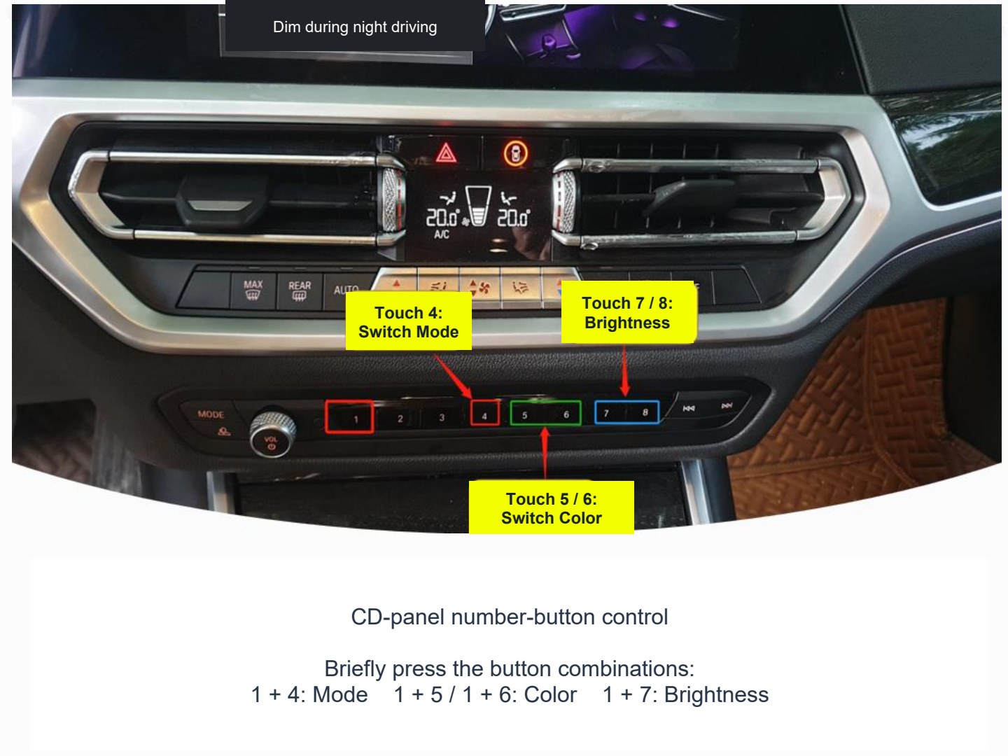 BMW X3 X4 installation manual page 20: CD-Panel Number-Button Control