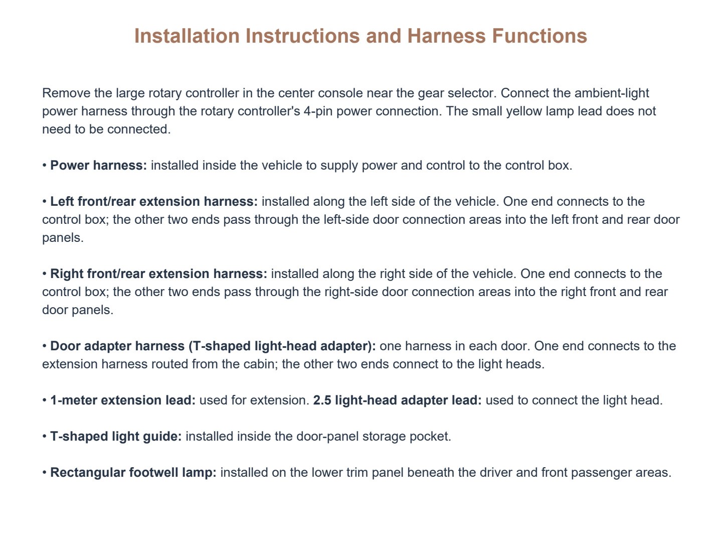 BMW X3 X4 installation manual page 4: Installation Instructions and Harness Functions